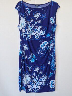 Chaps Blue Floral Sheath dress